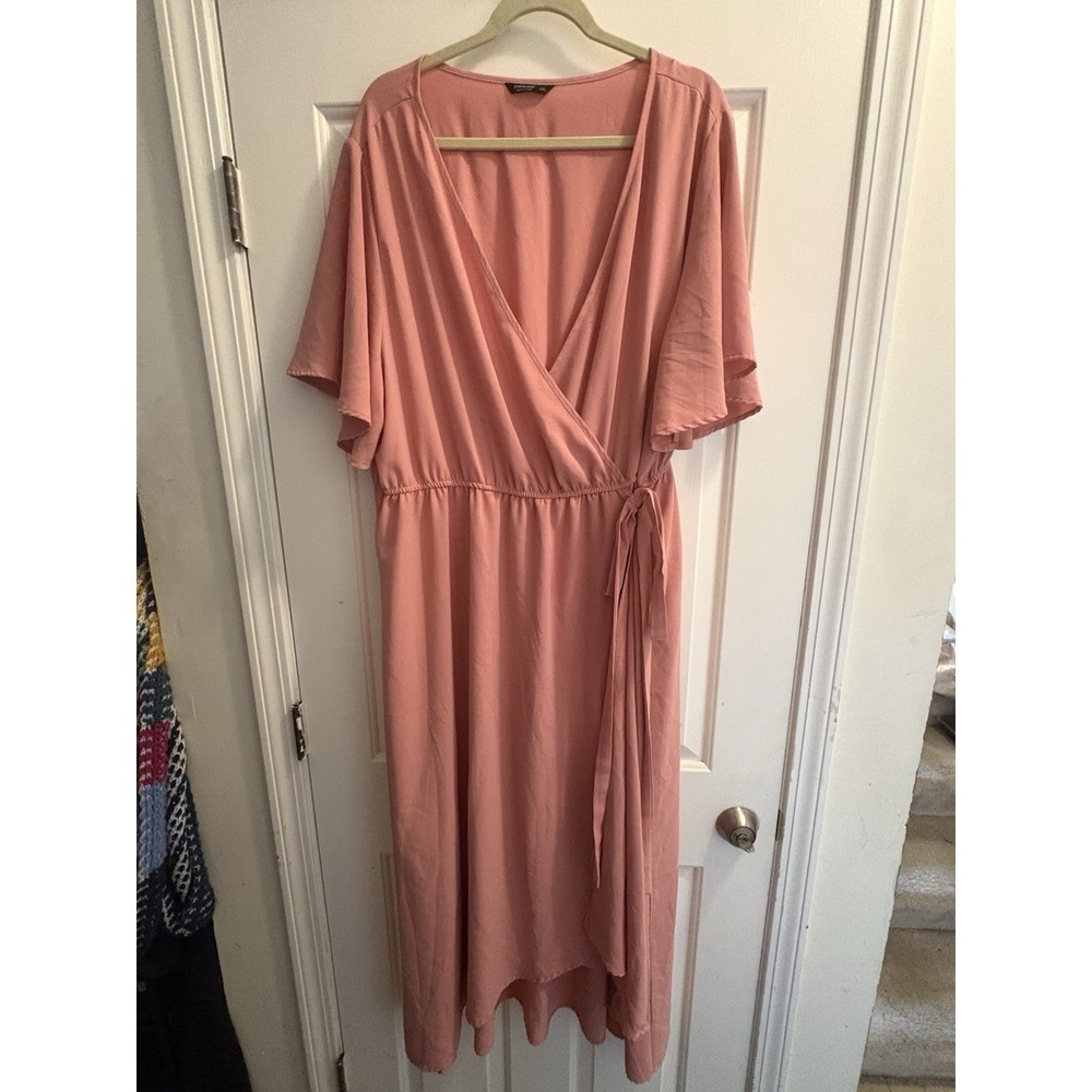 SHEIN Curve 4XL Coral Dress Cross Over Top Maxi Length